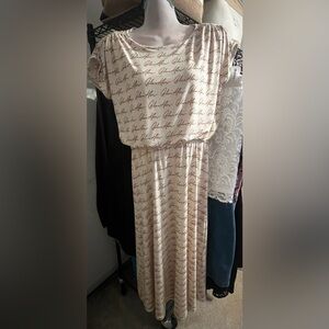 Calvin Klein Women's All Over Logo STRETCH Bloused Dress (Size 2) NWT MSRP $119